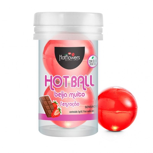 Лубрикант на масляной основе Hot Ball Beija Muito с ароматом шоколада и клубники (2 шарика по 3 гр.) - HotFlowers - купить с доставкой в Ноябрьске