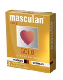 Презервативы Masculan Ultra Gold с золотым напылением и ароматом ванили - 3 шт. - Masculan - купить с доставкой в Ноябрьске