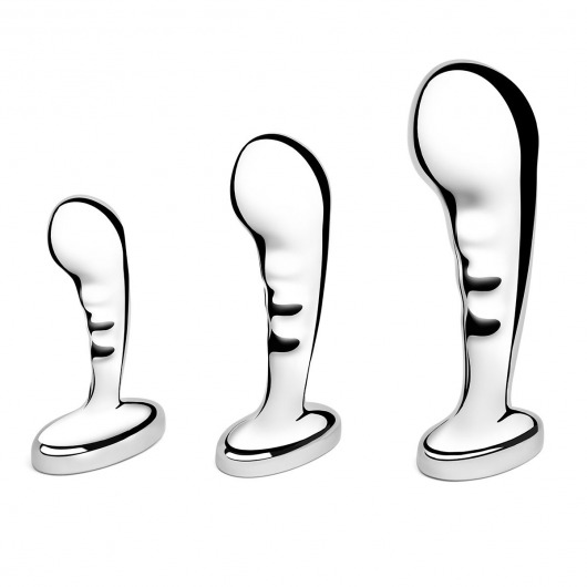 Набор из 3 стальных стимуляторов простаты Stainless Steel P-spot Training Set - b-Vibe - в Ноябрьске купить с доставкой