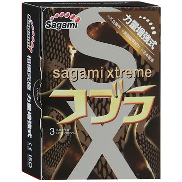 Суженные к основанию презервативы Sagami Xtreme COBRA - 3 шт. - Sagami - купить с доставкой в Ноябрьске