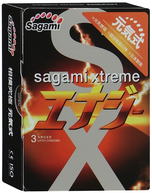 Презервативы Sagami Xtreme ENERGY с ароматом энергетика - 3 шт. - Sagami - купить с доставкой в Ноябрьске