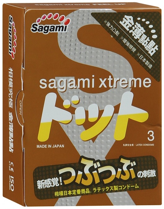 Презервативы Sagami Xtreme FEEL UP с точечной текстурой и линиями прилегания - 3 шт. - Sagami - купить с доставкой в Ноябрьске