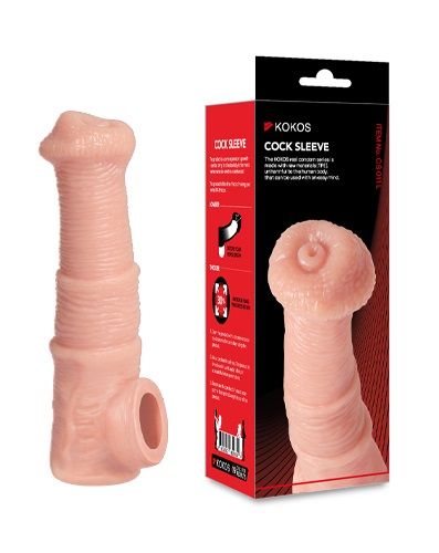 Телесная фантазийная насадка на член Cock Sleeve Size M - KOKOS - в Ноябрьске купить с доставкой