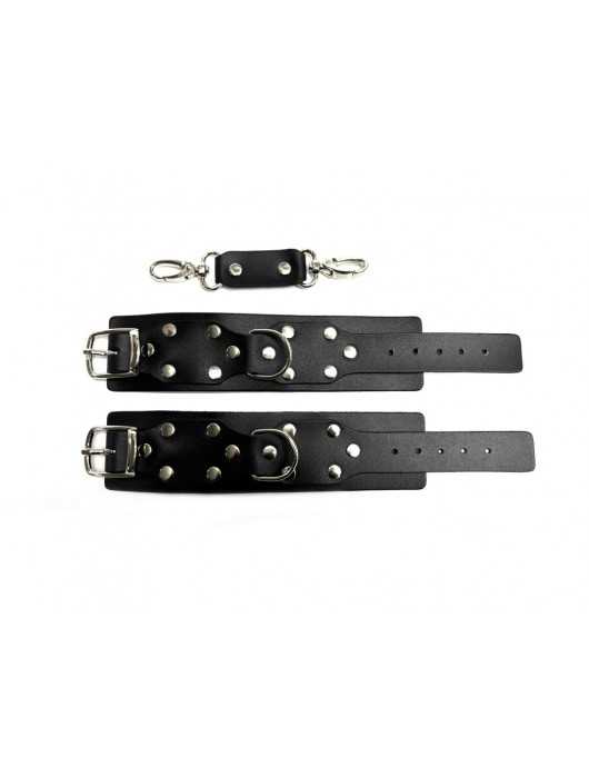 Черные кожаные наручники Sex Game - БДСМ Арсенал - купить с доставкой в Ноябрьске