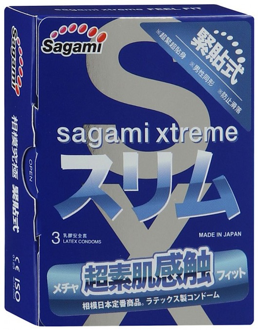 Розовые презервативы Sagami Xtreme FEEL FIT 3D - 3 шт. - Sagami - купить с доставкой в Ноябрьске