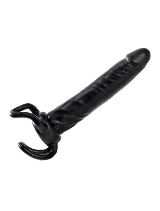 Чёрная насадка-фаллос для двойного проникновения INFLATABLE DILDO SLIM DONG  - 13,5 см. - Toyz4lovers - в Ноябрьске купить с доставкой