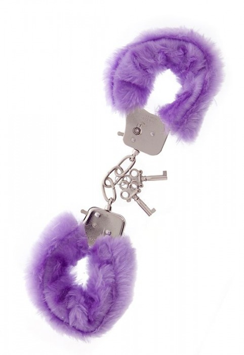 Фиолетовые меховые наручники METAL HANDCUFF WITH PLUSH LAVENDER - Dream Toys - купить с доставкой в Ноябрьске