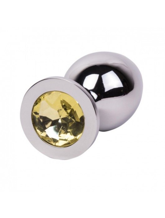 Большой стальной плаг с желтым кристаллом Sweet Lemon - 9,5 см. - Erotic Fantasy - купить с доставкой в Ноябрьске