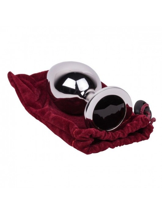 Большой стальной плаг с черным кристаллом Black Rave - 9,5 см. - Erotic Fantasy - купить с доставкой в Ноябрьске