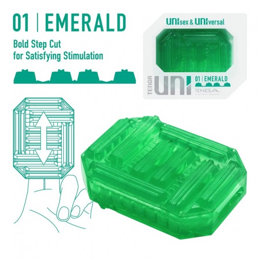 Зеленый мастурбатор-стимулятор Tenga Uni Emerald - Tenga - в Ноябрьске купить с доставкой