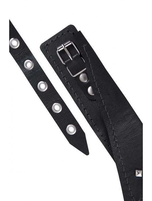 Черный кожаный ошейник-воротник с поводком - Pecado - купить с доставкой в Ноябрьске