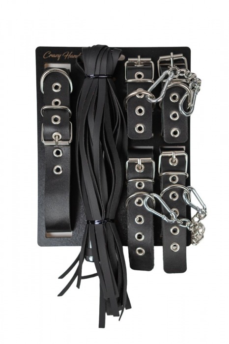 БДСМ-набор с плёткой в черном цвете - Crazy Handmade - купить с доставкой в Ноябрьске