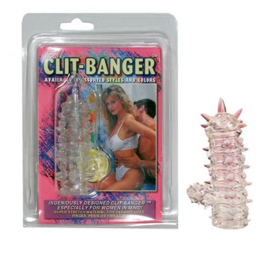 Прозрачная насадка с шипами и клиторальной шишечкой CLIT-BANGER SLEEVE IN CLEAR - Tonga - в Ноябрьске купить с доставкой