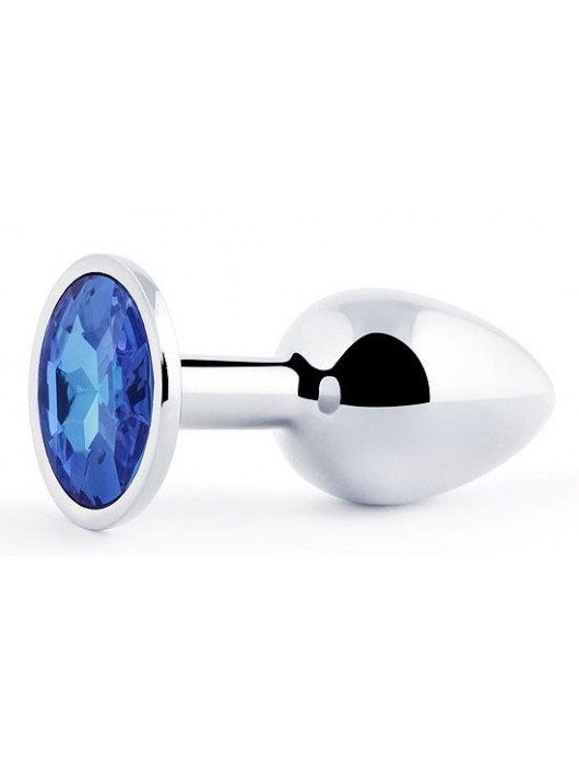 Анальное украшение BUTT PLUG  Small с синим кристаллом - 7 см. - Anal Jewelry Plug - купить с доставкой в Ноябрьске