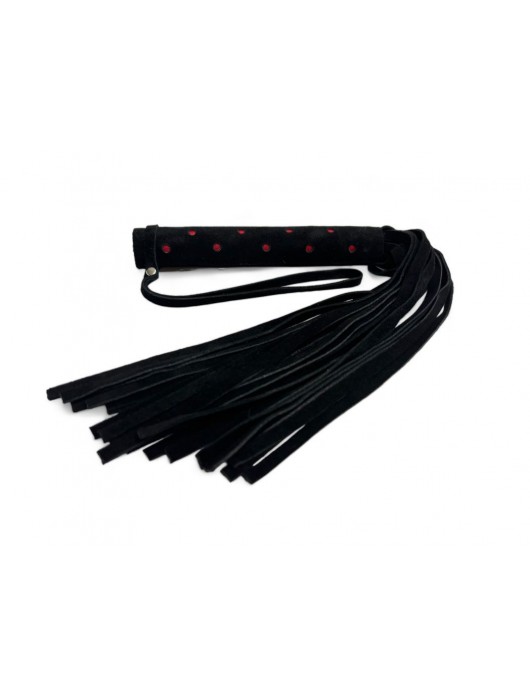 Черная замшевая плеть с красными точками на рукояти Red dot Princess - 43 см. - БДСМ Арсенал - купить с доставкой в Ноябрьске