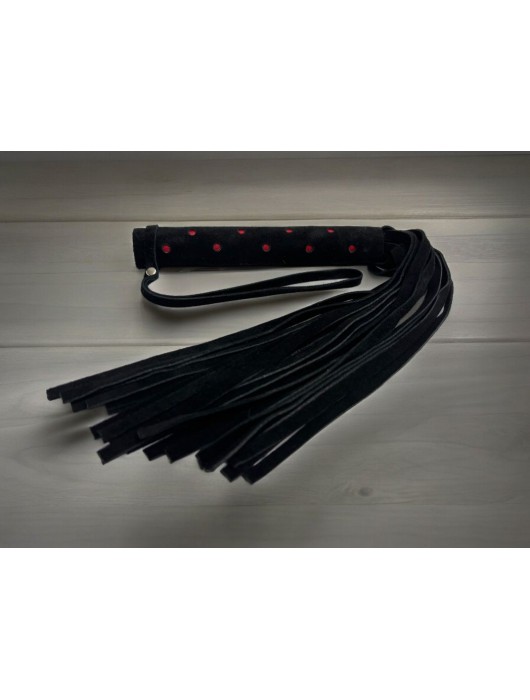 Черная замшевая плеть с красными точками на рукояти Red dot Princess - 43 см. - БДСМ Арсенал - купить с доставкой в Ноябрьске