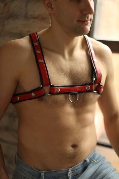 Черно-красная мужская портупея Black-Red - БДСМ Арсенал - купить с доставкой в Ноябрьске
