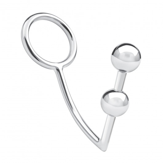 Кольцо на пенис с анальным стимулятором Two Bead Stainless Steel Anal Hook   Cock Ring - BlueLine - в Ноябрьске купить с доставкой
