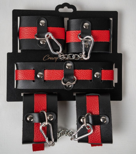 Черно-красный набор фиксаций: наручники, оковы и ошейник - Crazy Handmade - купить с доставкой в Ноябрьске