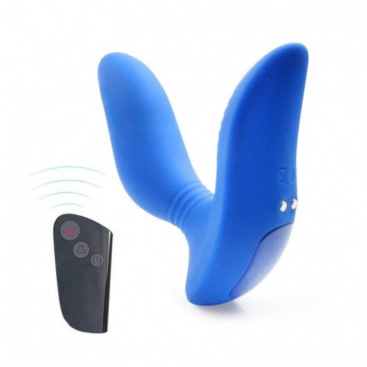 Синий вибромассажер простаты 3,5’’ Remote Control Curve P-spot Massager - 12 см. - Erokay - в Ноябрьске купить с доставкой