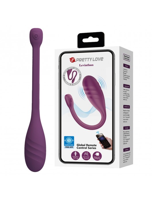 Фиолетовое интерактивное виброяйцо Leviathan - Baile