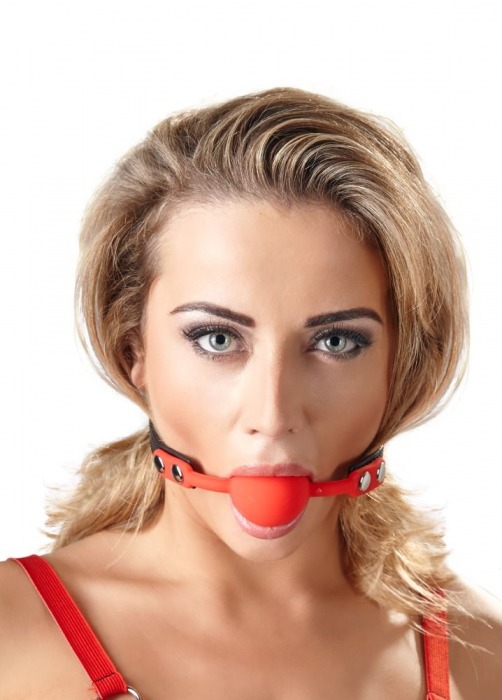 Силиконовый кляп-шар на чёрных ремешках Red Gag silicone - Orion - купить с доставкой в Ноябрьске