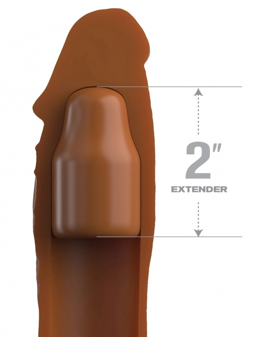 Коричневая насадка на член 2  Silicone X-tension - 20,3 см. - Pipedream - в Ноябрьске купить с доставкой