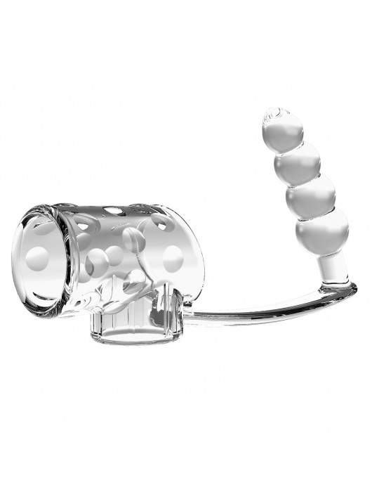 Прозрачная насадка на пенис и мошонку с анальным стимулятором Rilley - Baile - в Ноябрьске купить с доставкой