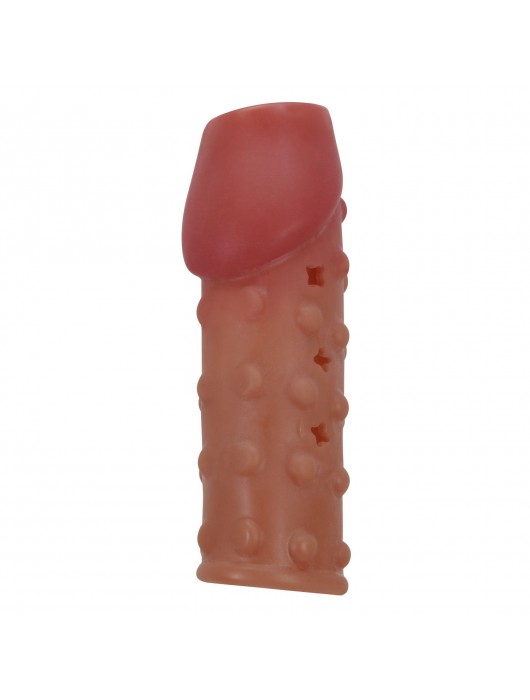 Телесная открытая насадка на пенис с бугорками - 19,8 см. - Baile - в Ноябрьске купить с доставкой
