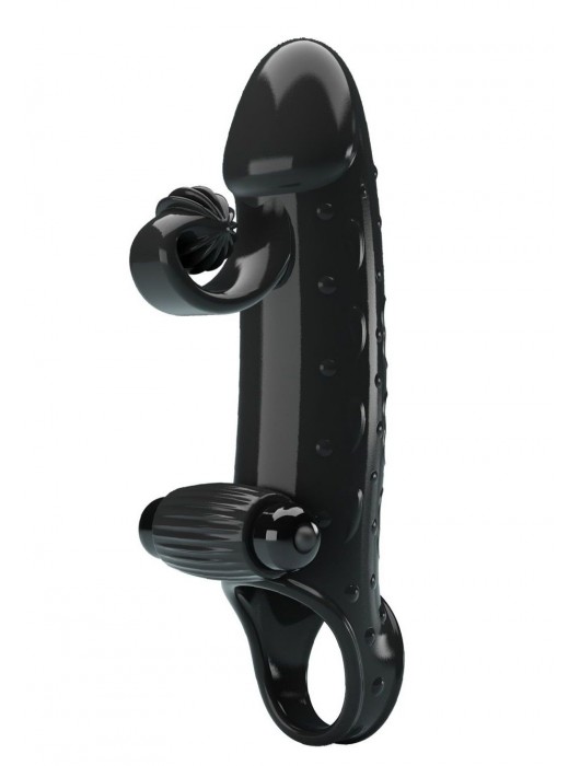 Черная вибронасадка на пенис с подхватом мошонки - 20 см. - Baile - в Ноябрьске купить с доставкой