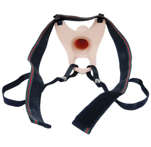 Телесный полый страпон на ремешках - 16,5 см. - Boys of Toys - купить с доставкой в Ноябрьске