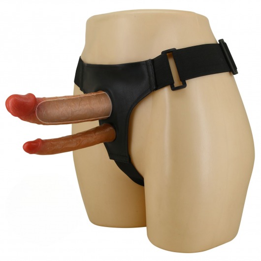 Темно-бежевый фаллопротез для двойного проникновения - 17,5 см. - Baile - купить с доставкой в Ноябрьске