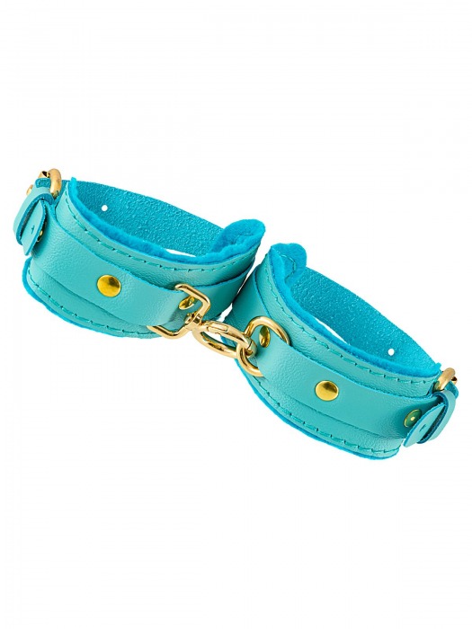 Голубые двуслойные кожаные оковы - Pecado - купить с доставкой в Ноябрьске