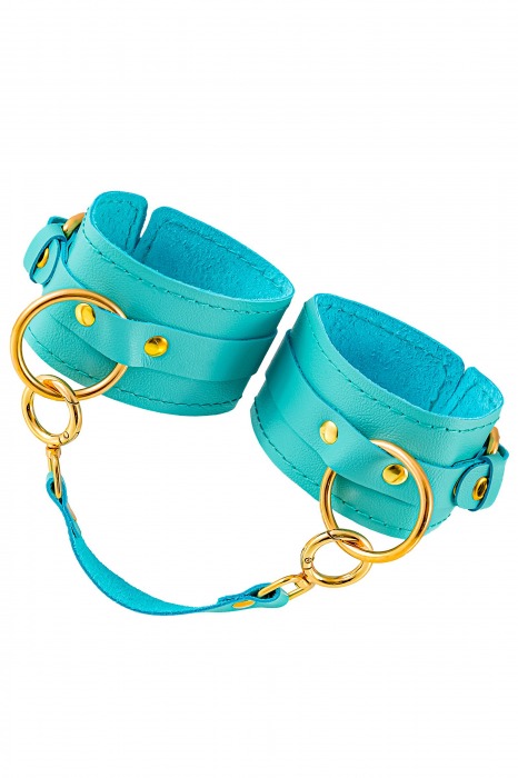 Голубые однослойные кожаные оковы - Pecado - купить с доставкой в Ноябрьске