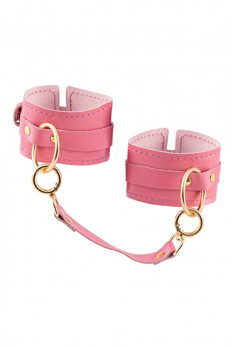 Розовые однослойные кожаные оковы - Pecado - купить с доставкой в Ноябрьске
