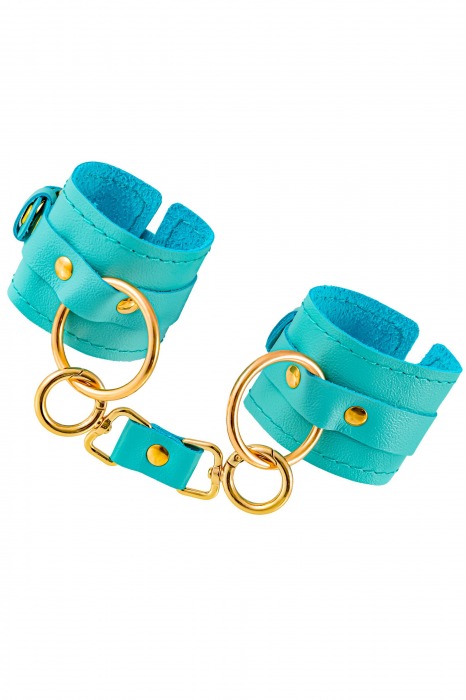 Голубые однослойные кожаные наручники - Pecado - купить с доставкой в Ноябрьске