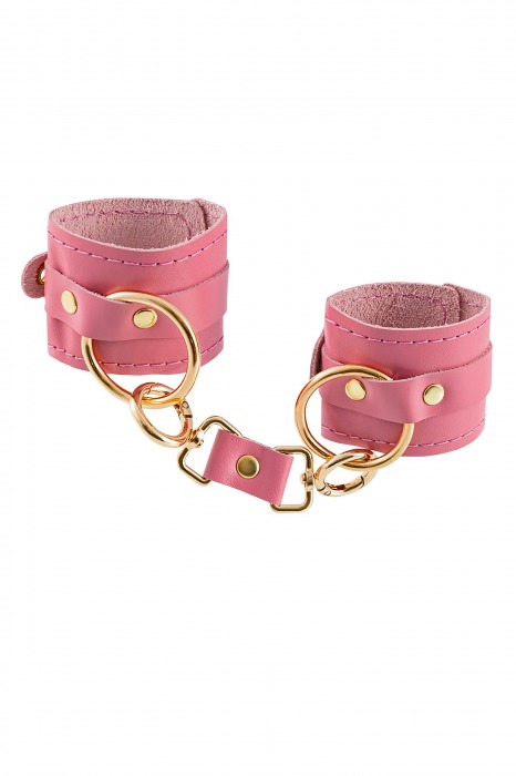 Розовые однослойные кожаные наручники - Pecado - купить с доставкой в Ноябрьске