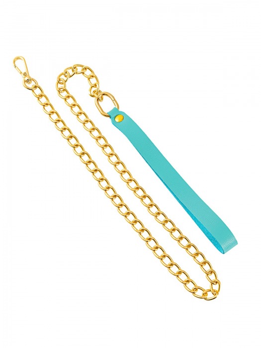 Голубой кожаный поводок с карабином для ошейника - 80 см. - Pecado - купить с доставкой в Ноябрьске