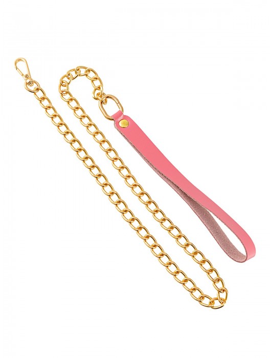 Розовый кожаный поводок с карабином для ошейника - 80 см. - Pecado - купить с доставкой в Ноябрьске