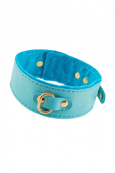 Голубой двуслойный кожаный ошейник с подкладкой из фетра - Pecado - купить с доставкой в Ноябрьске