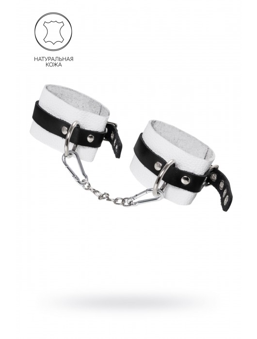 Бело-черные мягкие оковы с одним ремешком и люверсами - Pecado - купить с доставкой в Ноябрьске