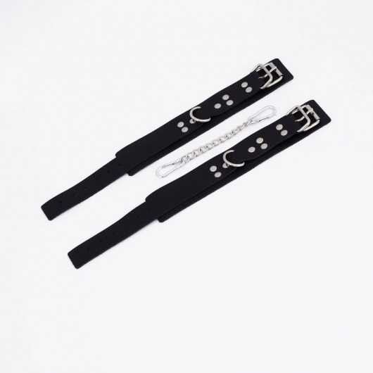 Черные кожаные оковы с регулируемыми ремешками - Crazy Handmade - купить с доставкой в Ноябрьске