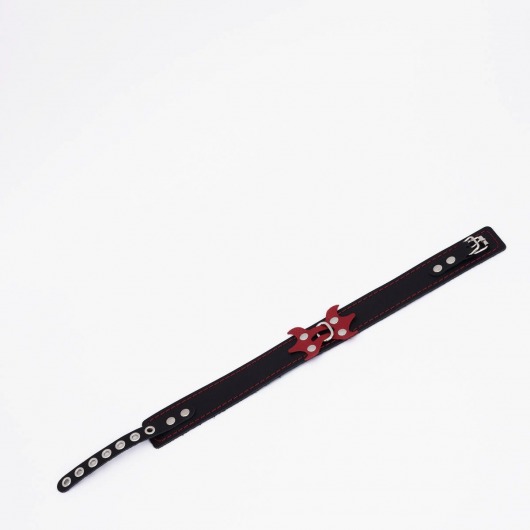 Черный ошейник с красным декором и строчкой - Crazy Handmade - купить с доставкой в Ноябрьске
