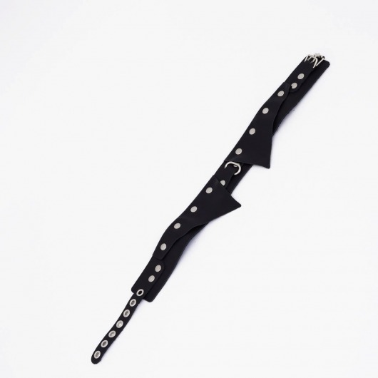 Черный однослойный кожаный ошейник с имитацией воротничка - Crazy Handmade - купить с доставкой в Ноябрьске