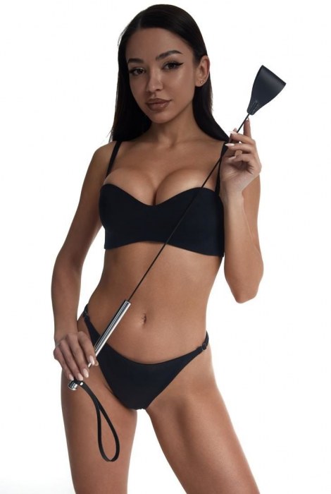 Стек с широким черным кожаным наконечником и металлической ручкой - 67 см. - Crazy Handmade - купить с доставкой в Ноябрьске