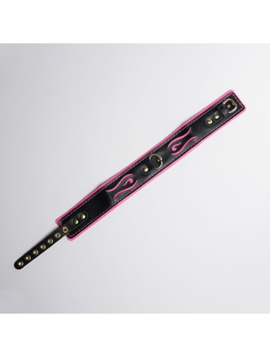 Черно-розовый ошейник с золотистой фурнитурой - Crazy Handmade - купить с доставкой в Ноябрьске