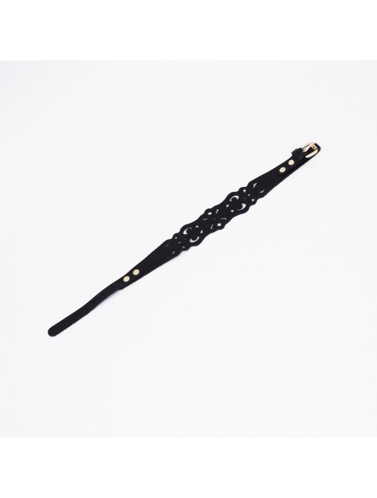 Черный ажурный чокер с золотистой фурнитурой - Crazy Handmade - купить с доставкой в Ноябрьске