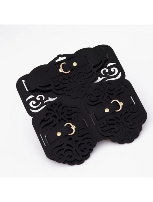 Фигурный набор для БДСМ-игр с узорами и золотистой фурнитурой - Crazy Handmade - купить с доставкой в Ноябрьске