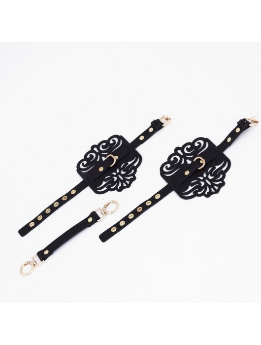 Черный фигурные оковы с золотистой фурнитурой - Crazy Handmade - купить с доставкой в Ноябрьске