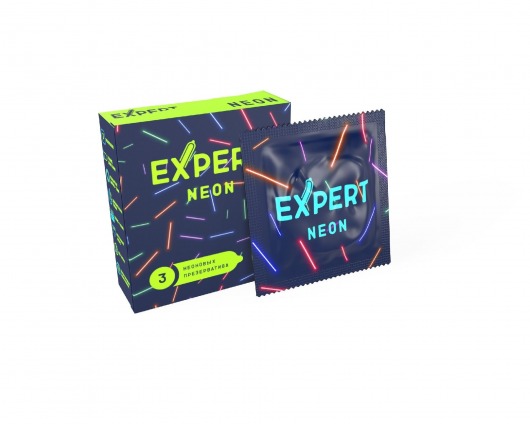 Светящиеся в темноте презервативы Expert Neon - 3 шт. - Expert - купить с доставкой в Ноябрьске